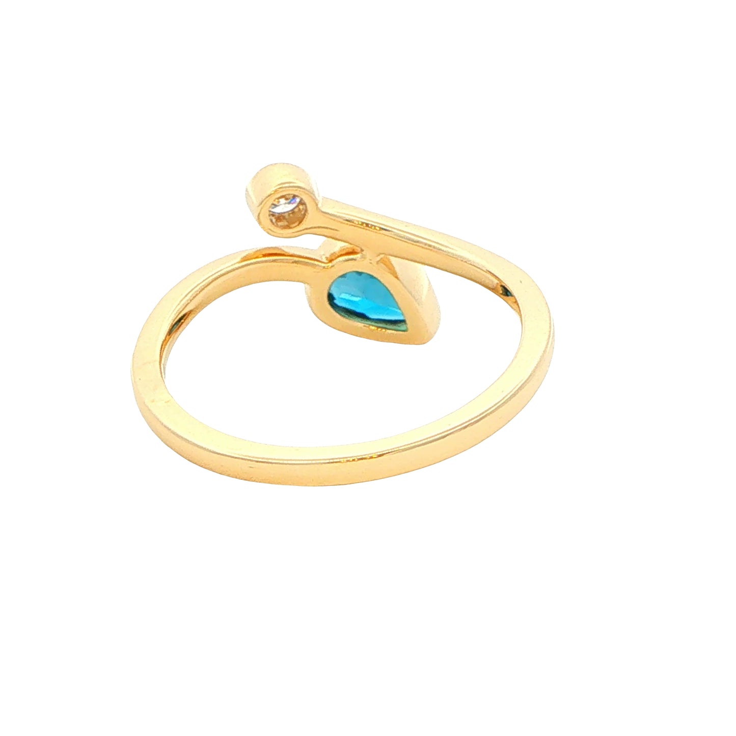 Yellow Gold London Blue Topaz and Diamond 2 Stone Ring