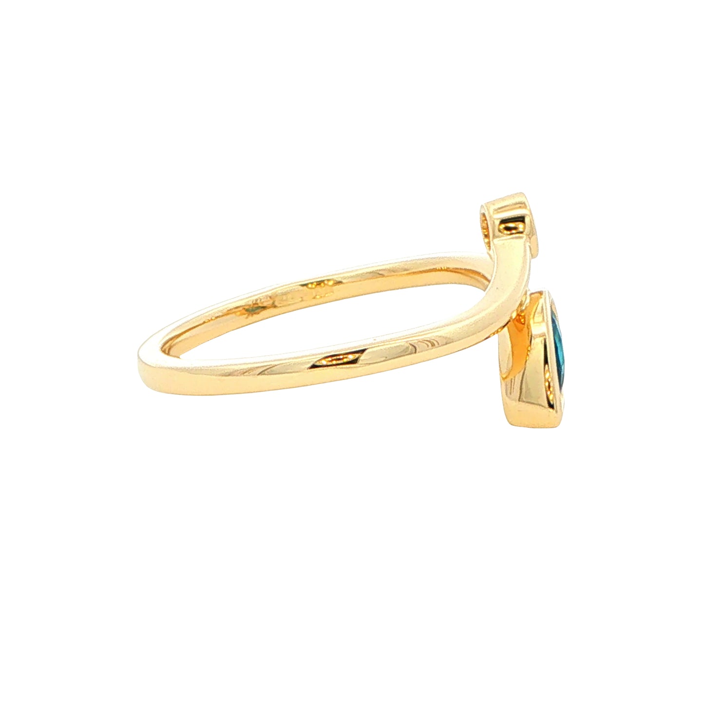 Yellow Gold London Blue Topaz and Diamond 2 Stone Ring