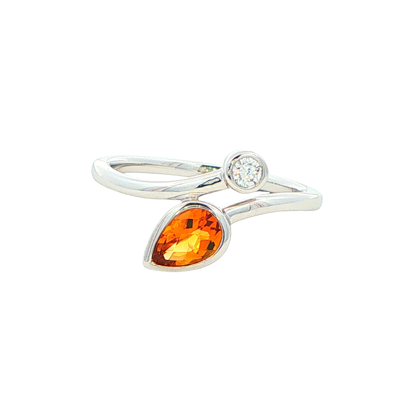 White Gold Citrine and Diamond 2 Stone Ring