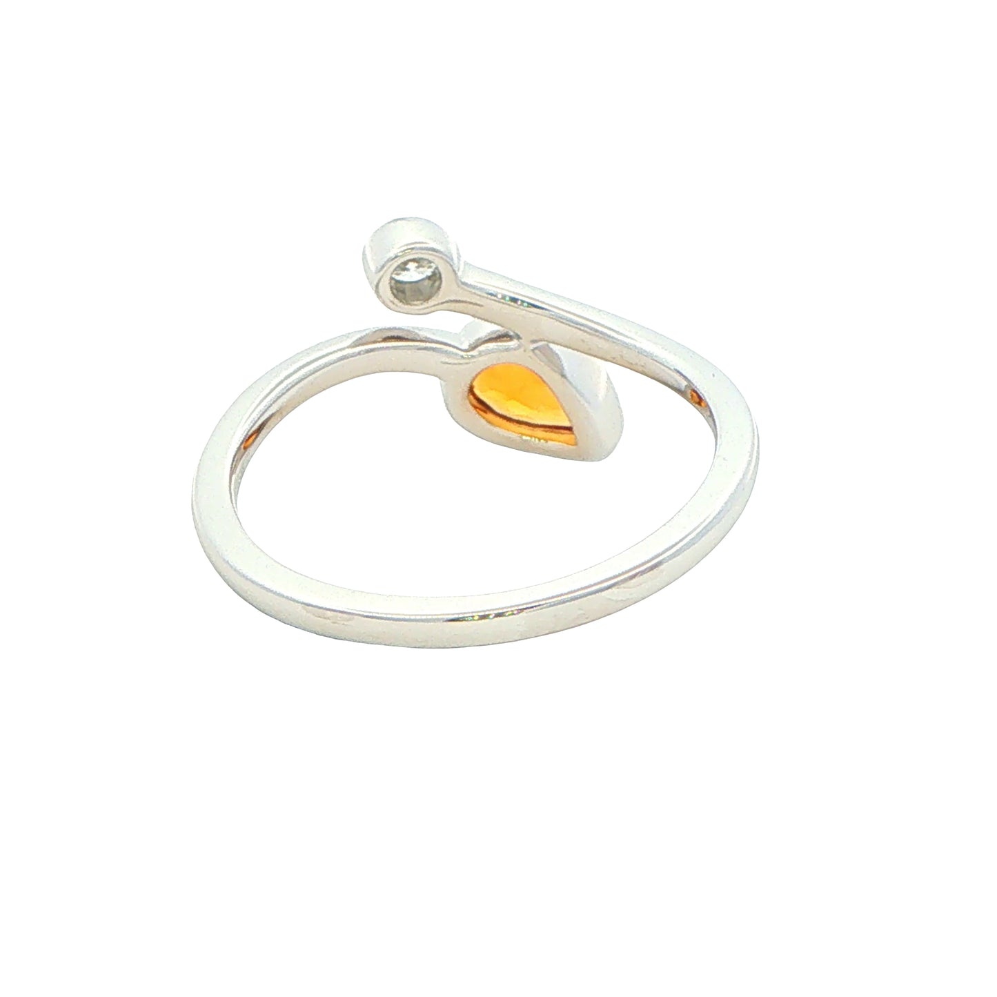 White Gold Citrine and Diamond 2 Stone Ring