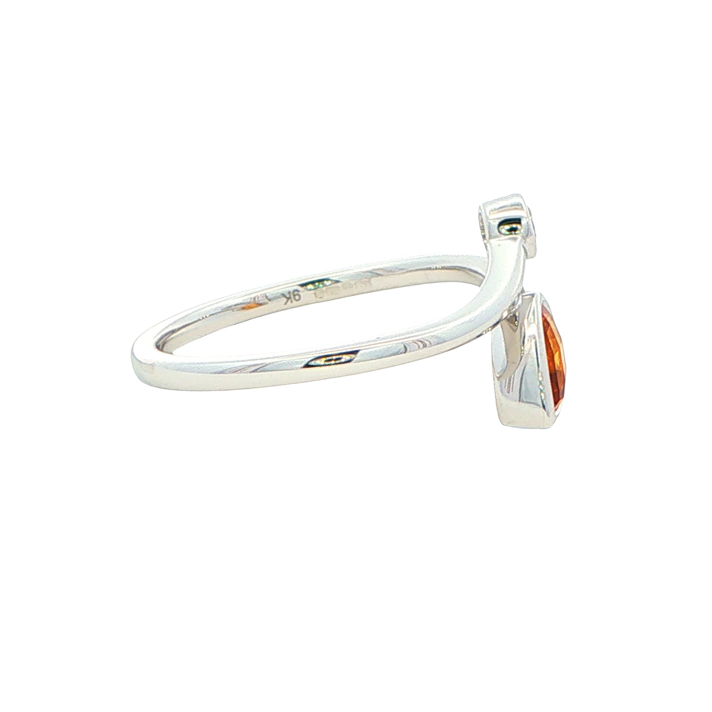 White Gold Citrine and Diamond 2 Stone Ring