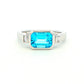 White Gold Topaz and Baguette Diamond Dress Ring
