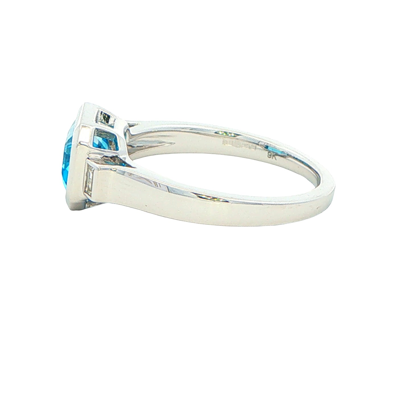 White Gold Topaz and Baguette Diamond Dress Ring