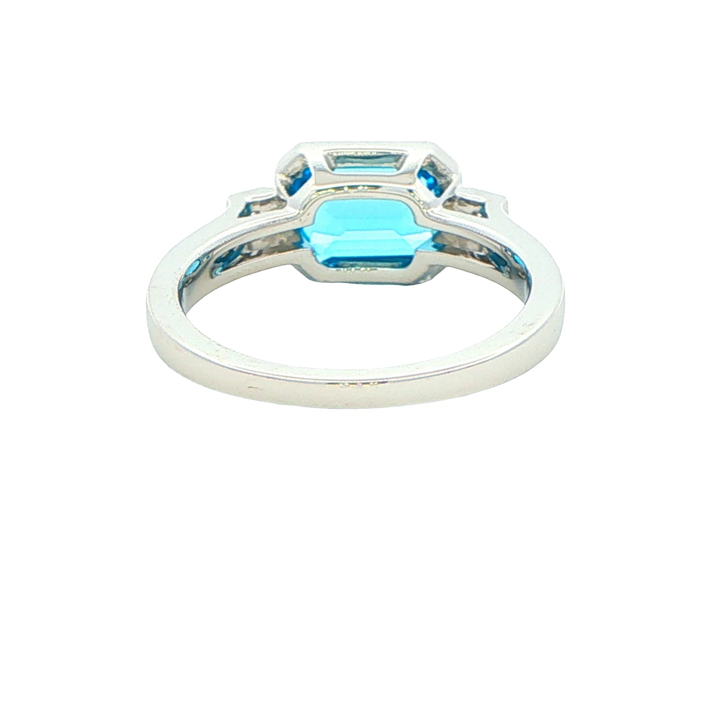 White Gold Topaz and Baguette Diamond Dress Ring
