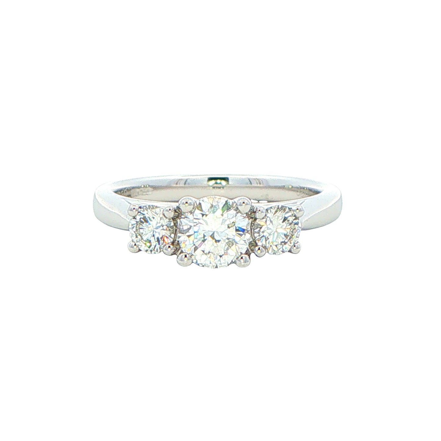 Platinum Round brilliant cut diamond 3 stone ring - 0.84cts Gardiner Brothers