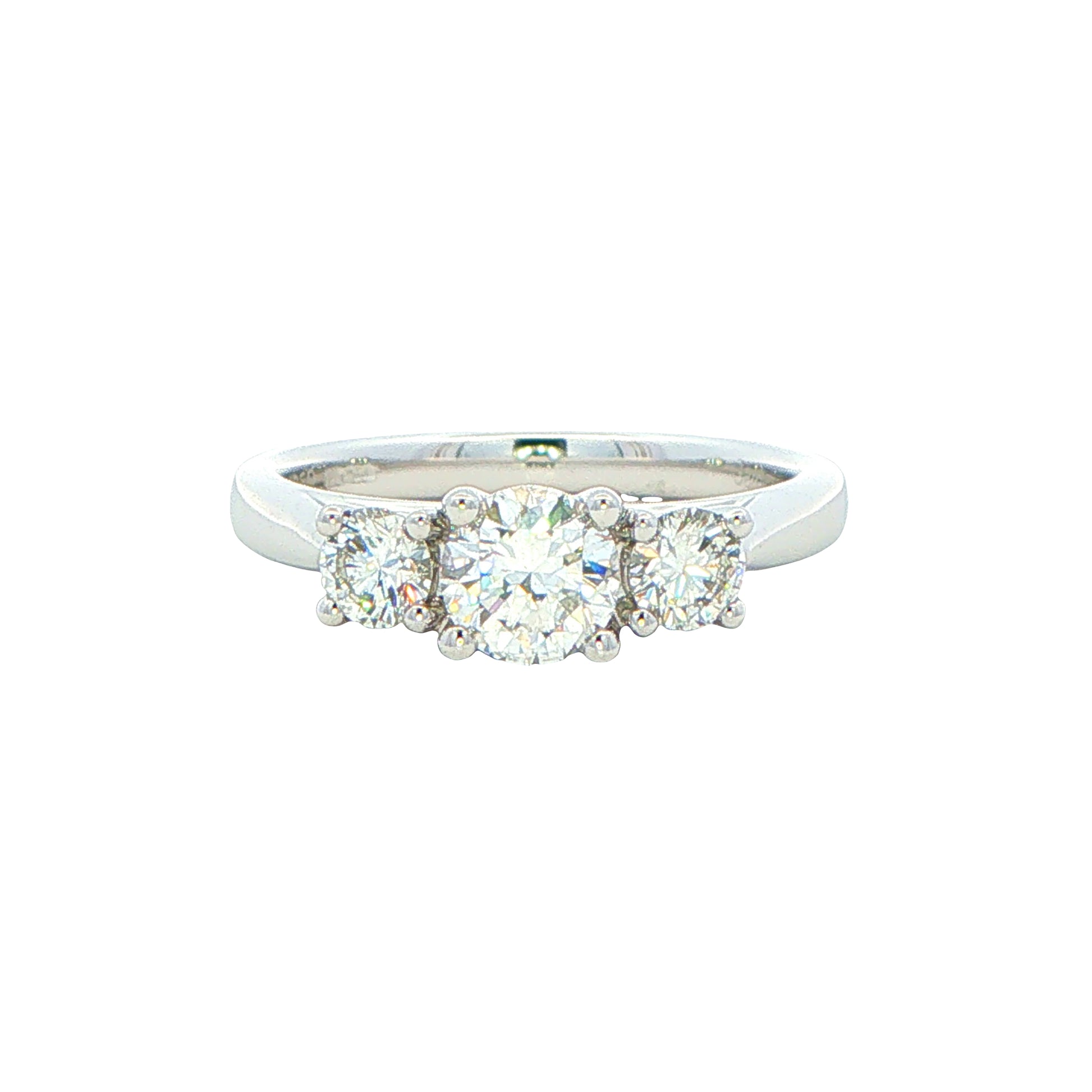 Platinum Round brilliant cut diamond 3 stone ring - 0.84cts Gardiner Brothers