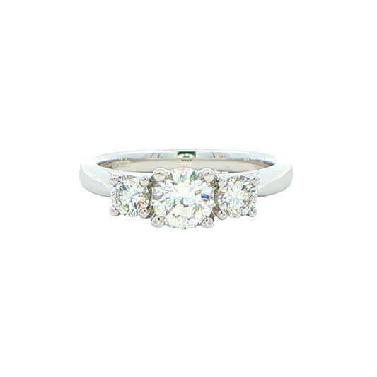 Platinum Round brilliant cut diamond 3 stone ring - 0.84cts Gardiner Brothers