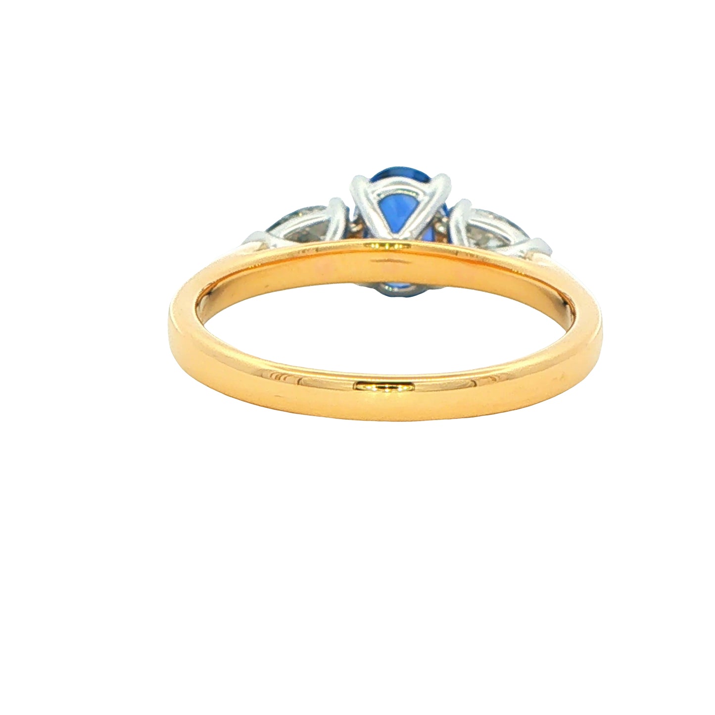 Oval Sapphire and Pear Shaped Diamond 3 Stone Ring Gardiner Brothers