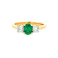 Oval Emerald and round brilliant cut Diamond 3 Stone Ring gardiner-brothers