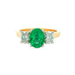 Oval Shaped Emerald and Oval Diamond 3 stone ring Gardiner Brothers