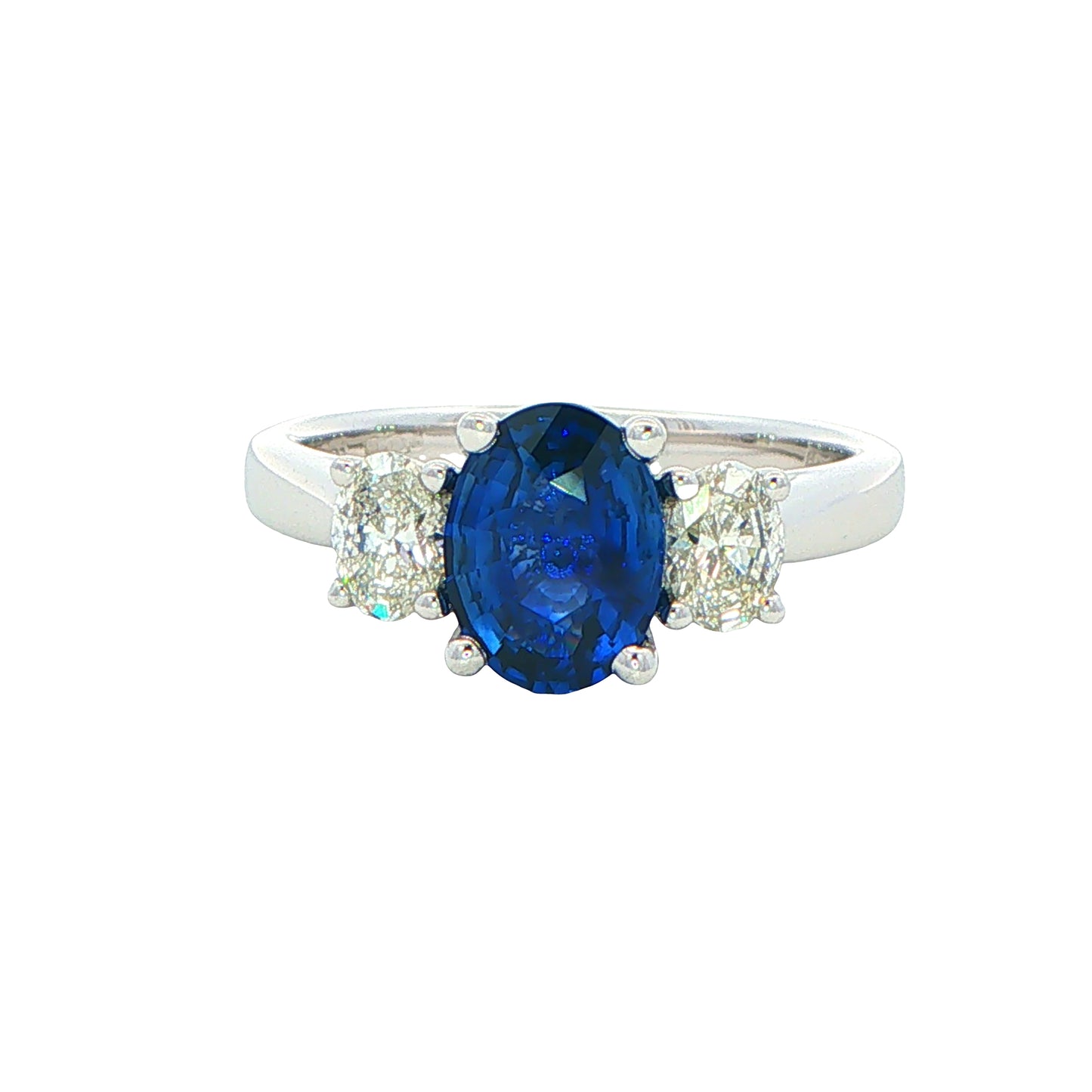 Sapphire and Diamond Oval Shaped 3 Stone