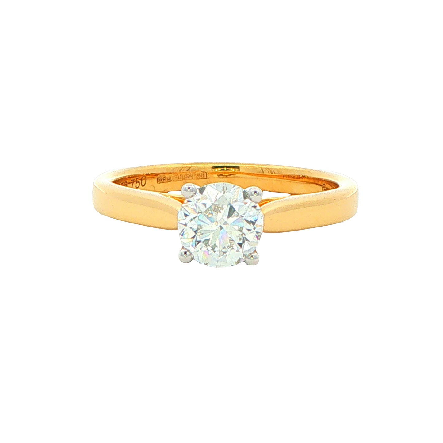 Yellow Gold Round Brilliant Cut Diamond Solitaire Ring - 0.80cts Gardiner Brothers