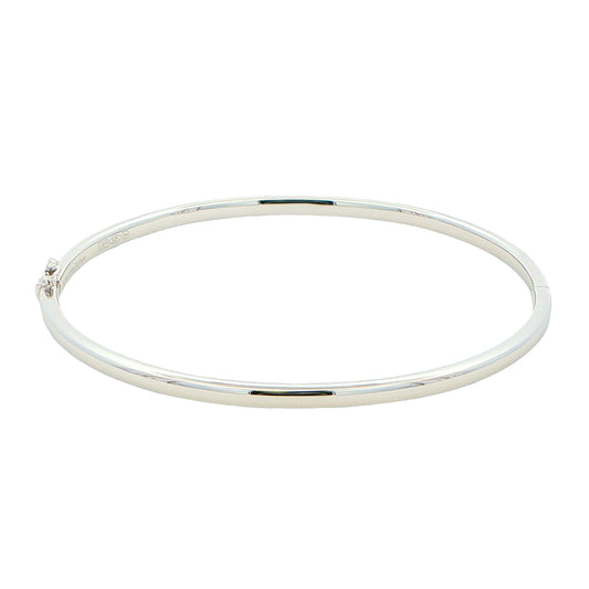 Silver 3mm Solid Bangle with a Court profile Gardiner Brothers