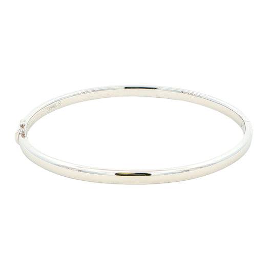 Silver 4mm Solid Bangle with a Court profile Gardiner Brothers