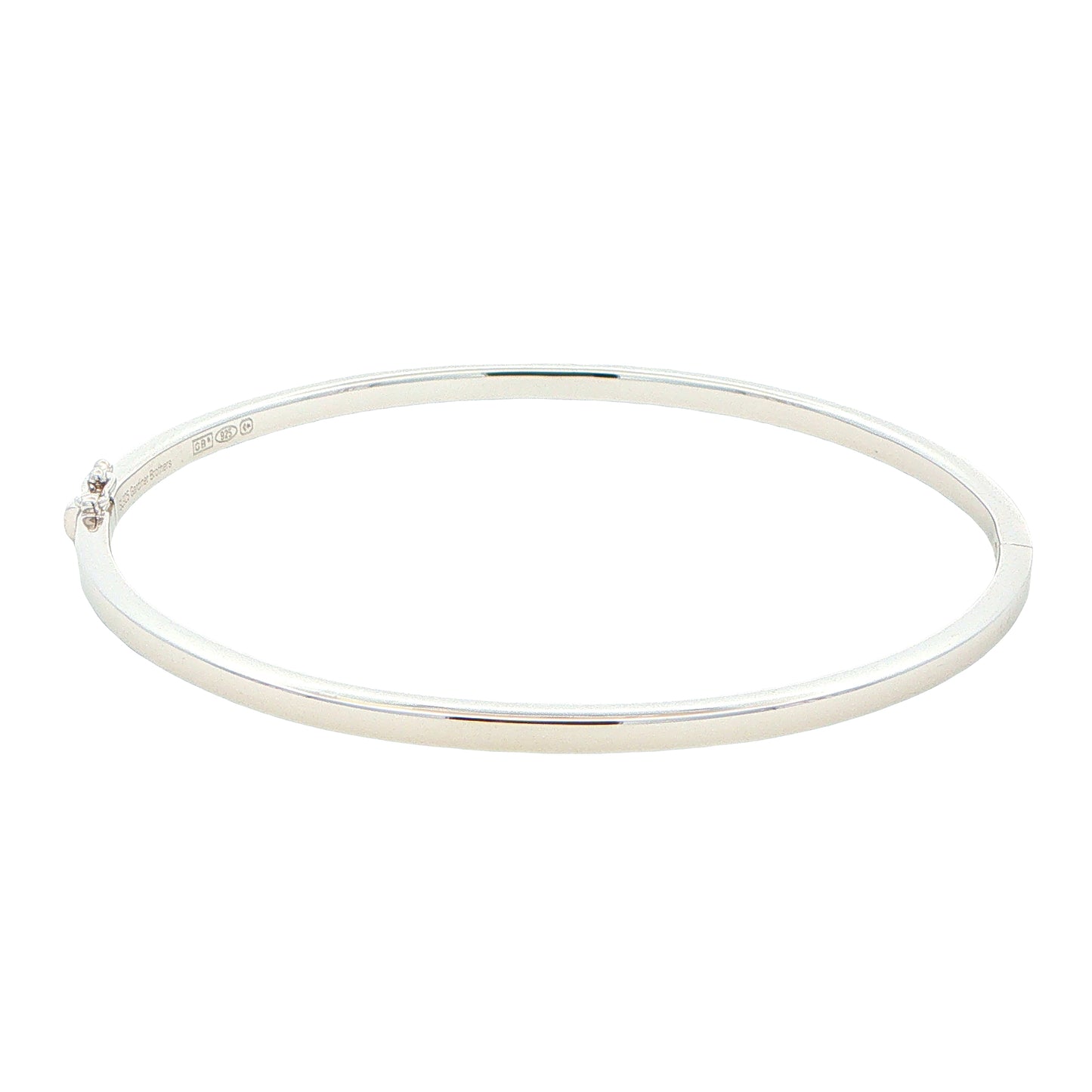 Silver 3mm Solid bangle in a flat profile with rounded edges