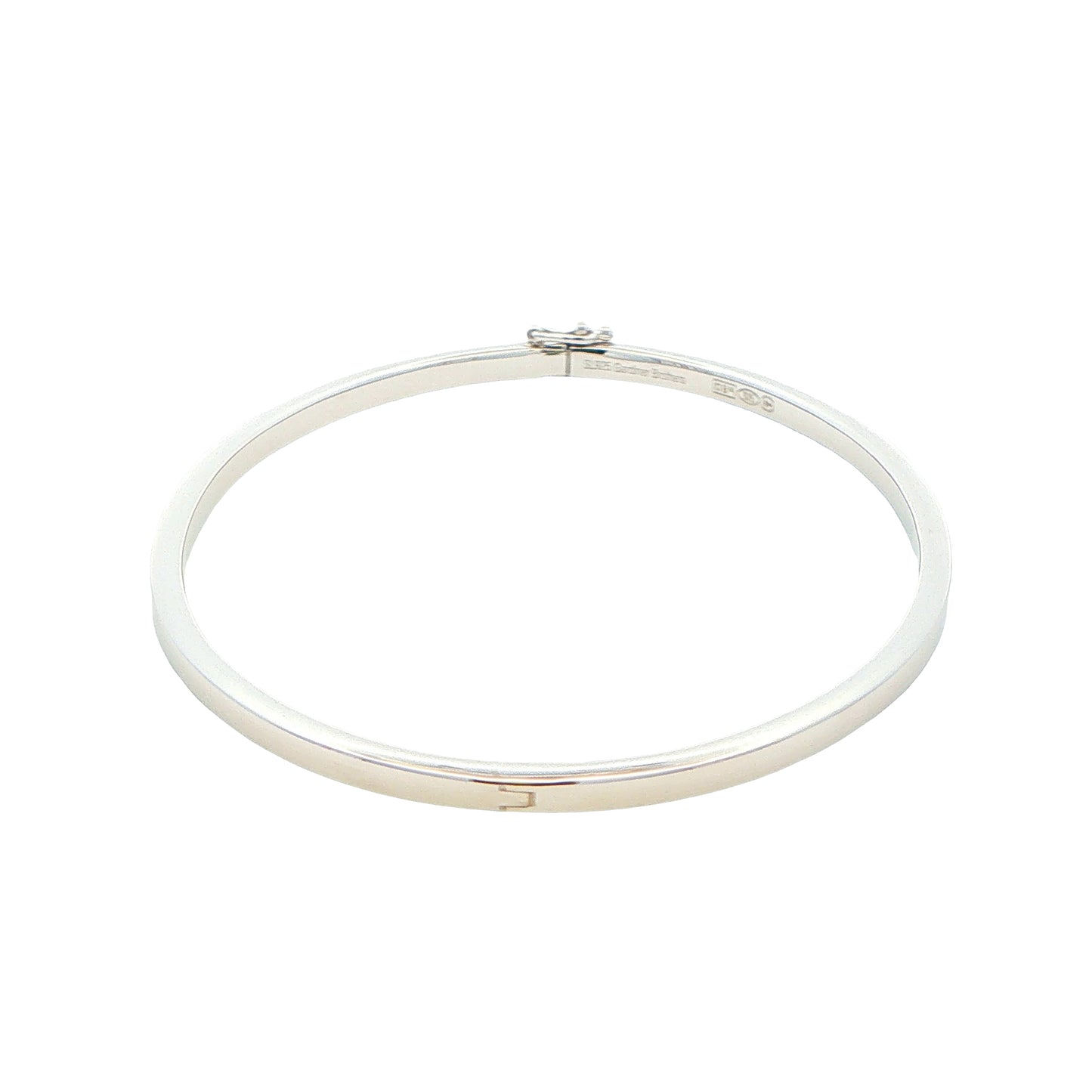 Silver 3mm Solid bangle in a flat profile with rounded edges