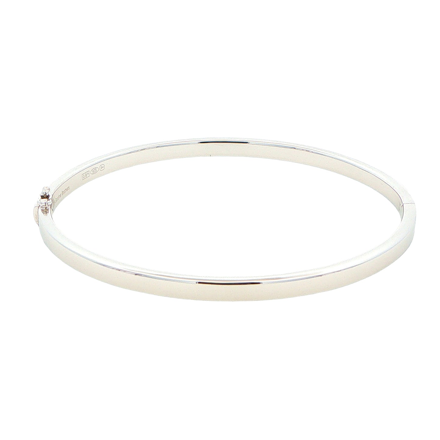 Silver 4mm Solid bangle in a flat profile with rounded edges