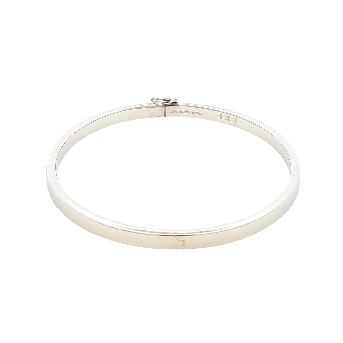 Silver 4mm Solid bangle in a flat profile with rounded edges