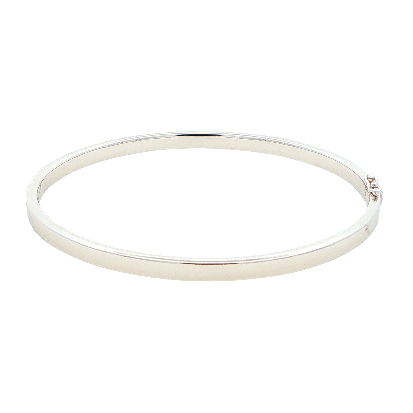 Silver 4mm Solid bangle in a flat profile with rounded edges