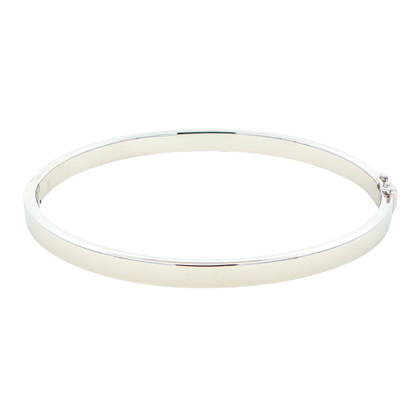 Silver 5mm Solid bangle in a flat profile with rounded edges