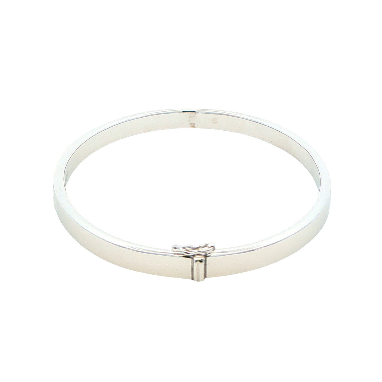 Silver 5mm Solid bangle in a flat profile with rounded edges