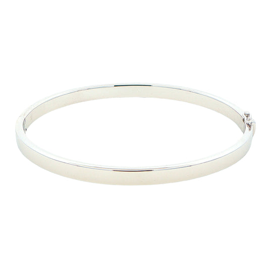 Silver 6mm Solid bangle in a flat profile with rounded edges Gardiner Brothers