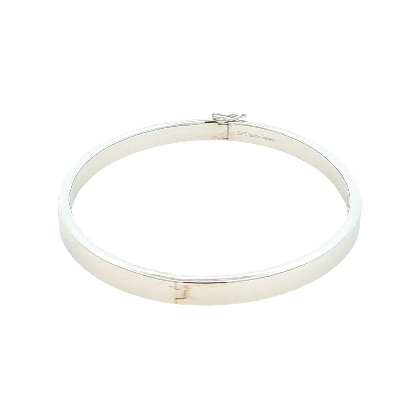 Silver 5mm Solid bangle in a flat profile with rounded edges