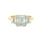 Yellow Gold Emerald and Trapezoid Cut Diamond 3 Stone Ring - 2.86cts