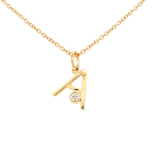 Round Brilliant Cut Diamond Set 'Initial' Pendants