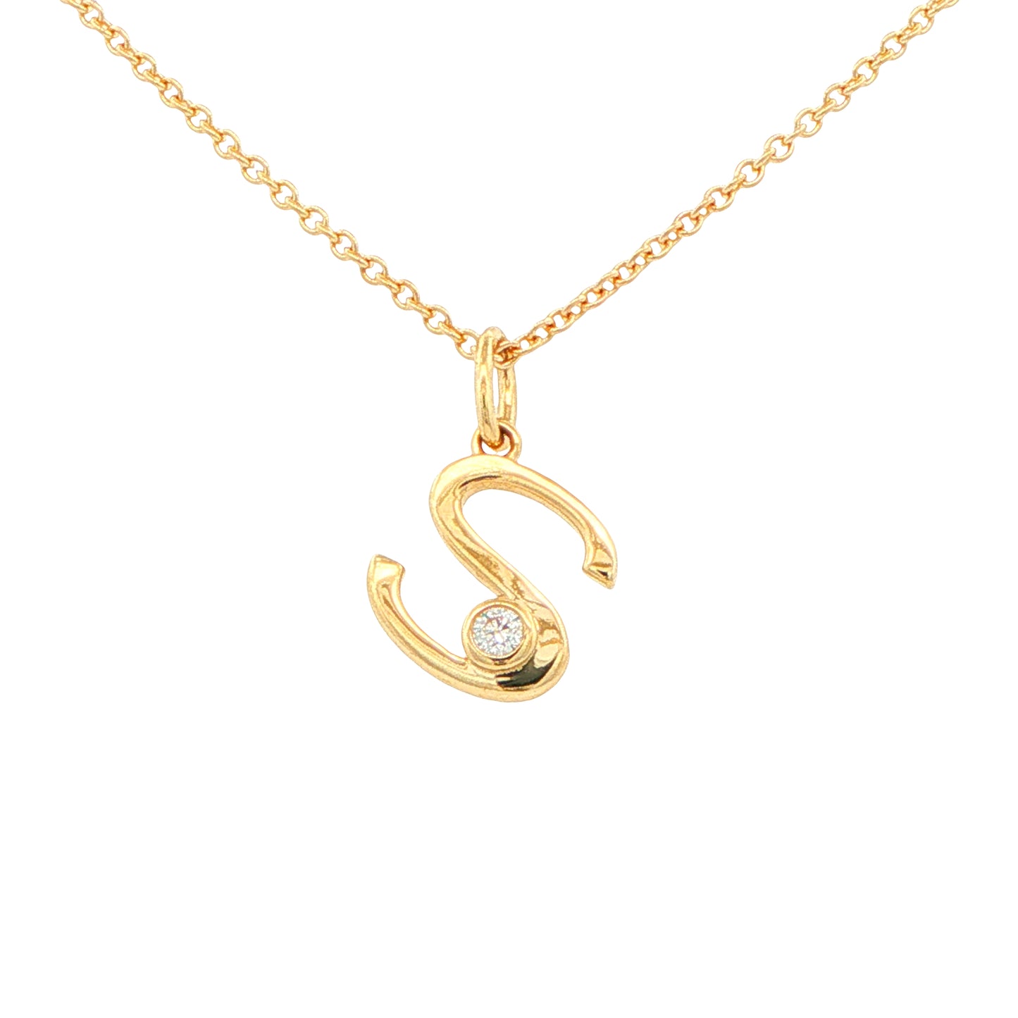 Round Brilliant Cut Diamond Set 'Initial' Pendants