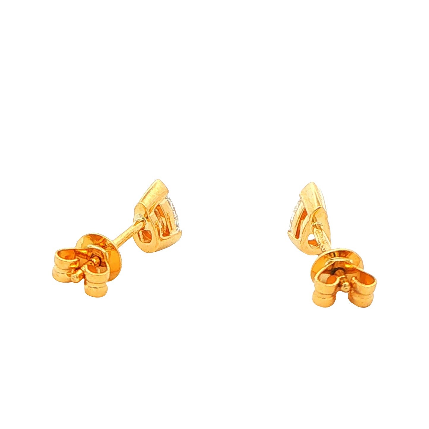 Pear Shaped Diamond Half Rub Over Set Solitaire Earrings - 0.44cts