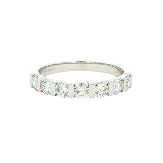 Round Brilliant Cut 7 Stone Bar Set Ring - 0.75cts