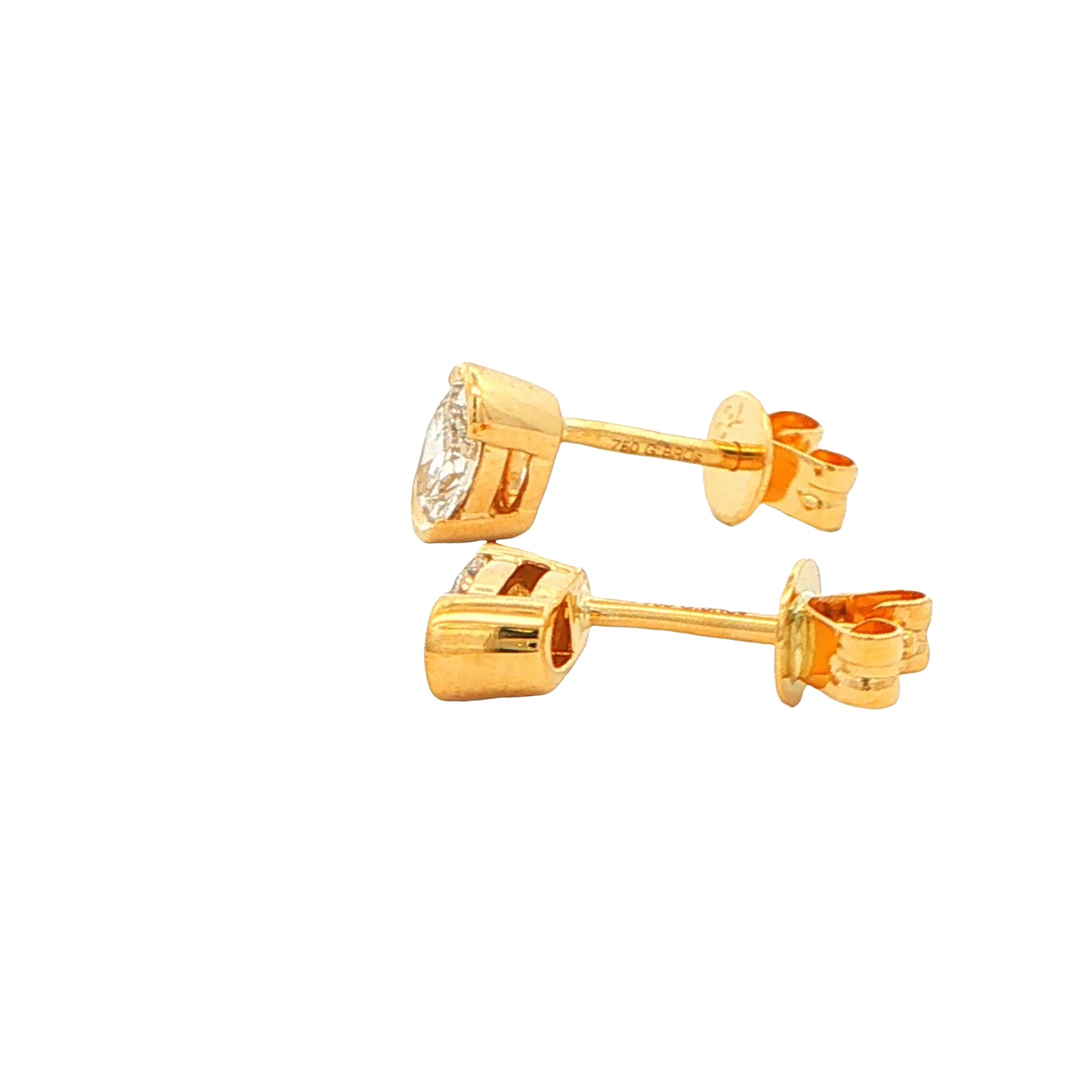 Oval Shaped Diamond Half Rub Over Set Solitaire earrings - 0.61cts