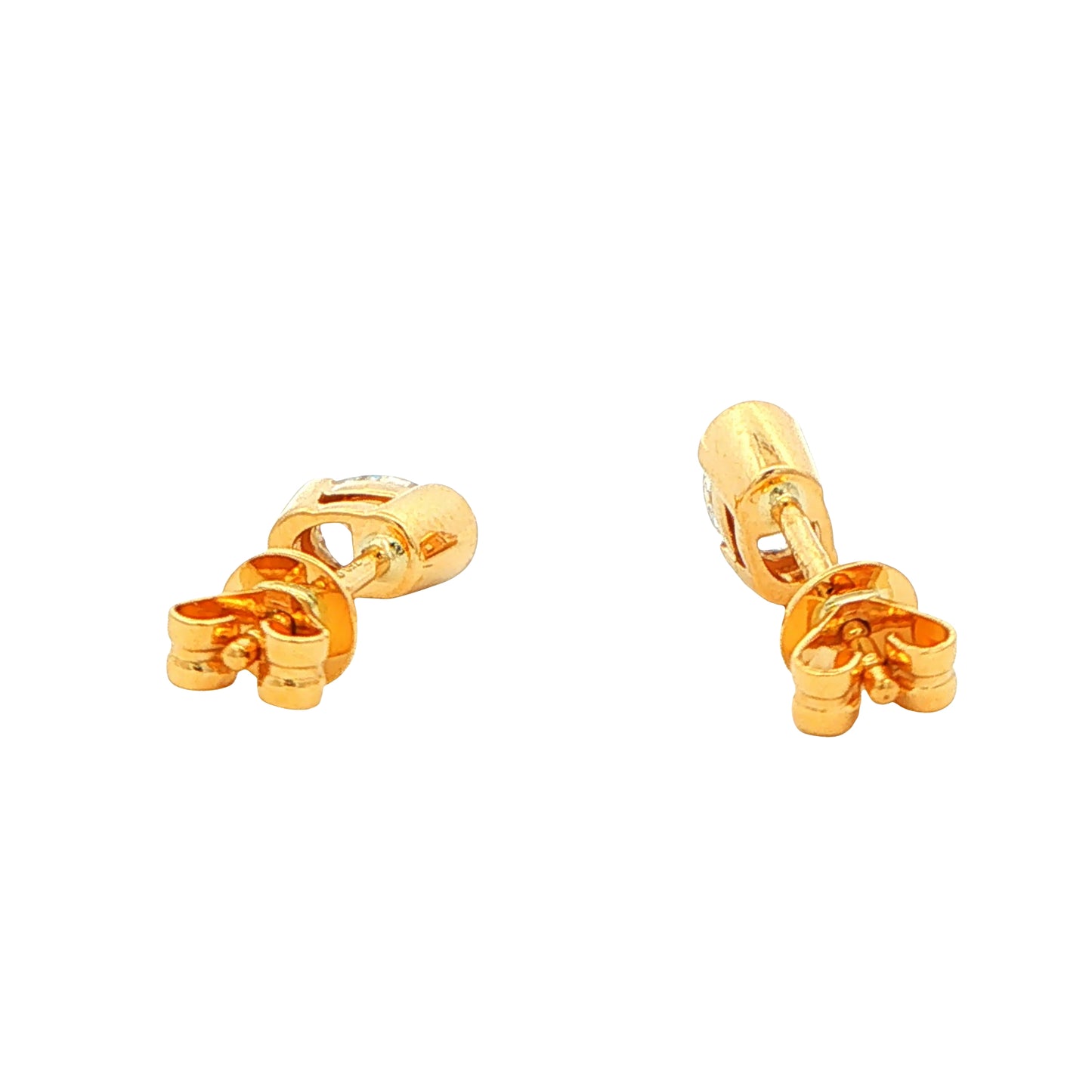 Oval Shaped Diamond Half Rub Over Set Solitaire earrings - 0.61cts