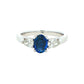Oval Sapphire and Pear Shaped Diamond 3 Stone Ring