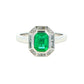 Octagonal Emerald and Diamond Vintage Halo Style Ring