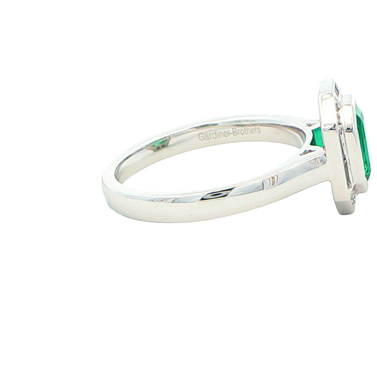 Octagonal Emerald and Diamond Vintage Halo Style Ring
