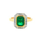 Octagonal Emerald and Diamond Vintage Halo Style Ring Gardiner Brothers