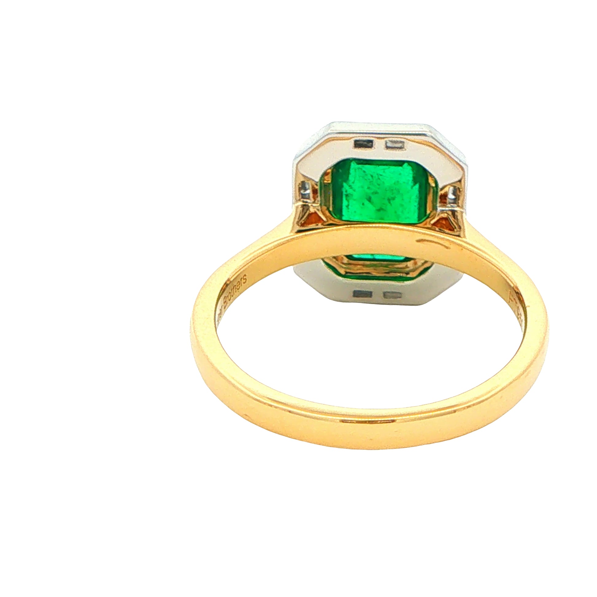 Octagonal Emerald and Diamond Vintage Halo Style Ring Gardiner Brothers