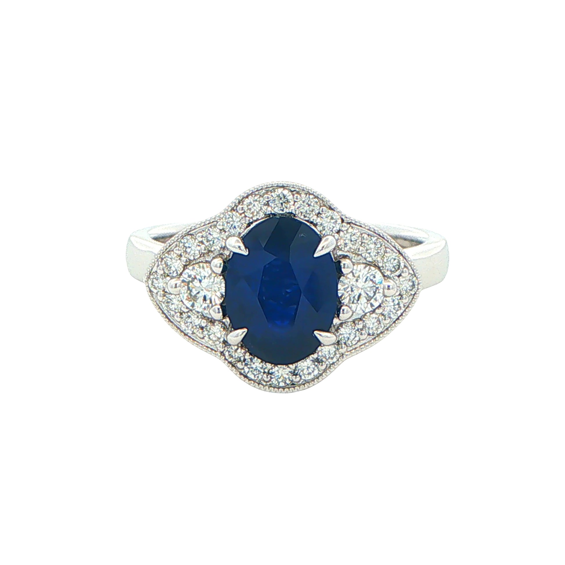 Sapphire and Diamond Vintage Style Cluster Ring Gardiner Brothers