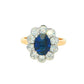 Oval Sapphire and Diamond Modern Cluster Style Ring