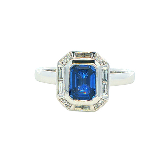 Sapphire and Diamond Vintage Style Cluster Ring Gardiner Brothers