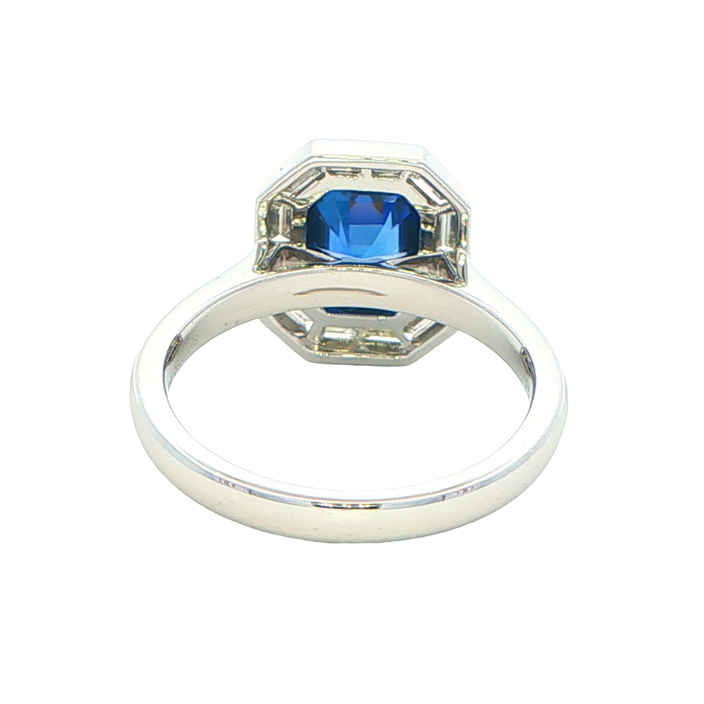 Sapphire and Baguette Diamond Vintage Style Cluster Ring