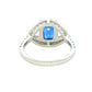 Cushion Shaped Sapphire and Trillion Cit Diamond fancy Halo Style Ring