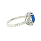 Cushion Shaped Sapphire and Trillion Cit Diamond fancy Halo Style Ring