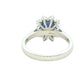 Octagonal Sapphire and round brilliant cut diamond cluster ring