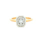 Yellow Gold Emerald and round brilliant cut diamond halo style ring Gardiner Brothers