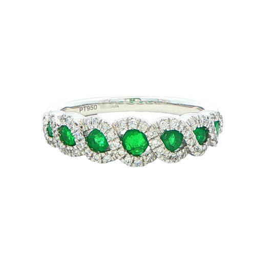Emerald and Round Brilliant Cut Diamond Halo Style Dress Ring Gardiner Brothers