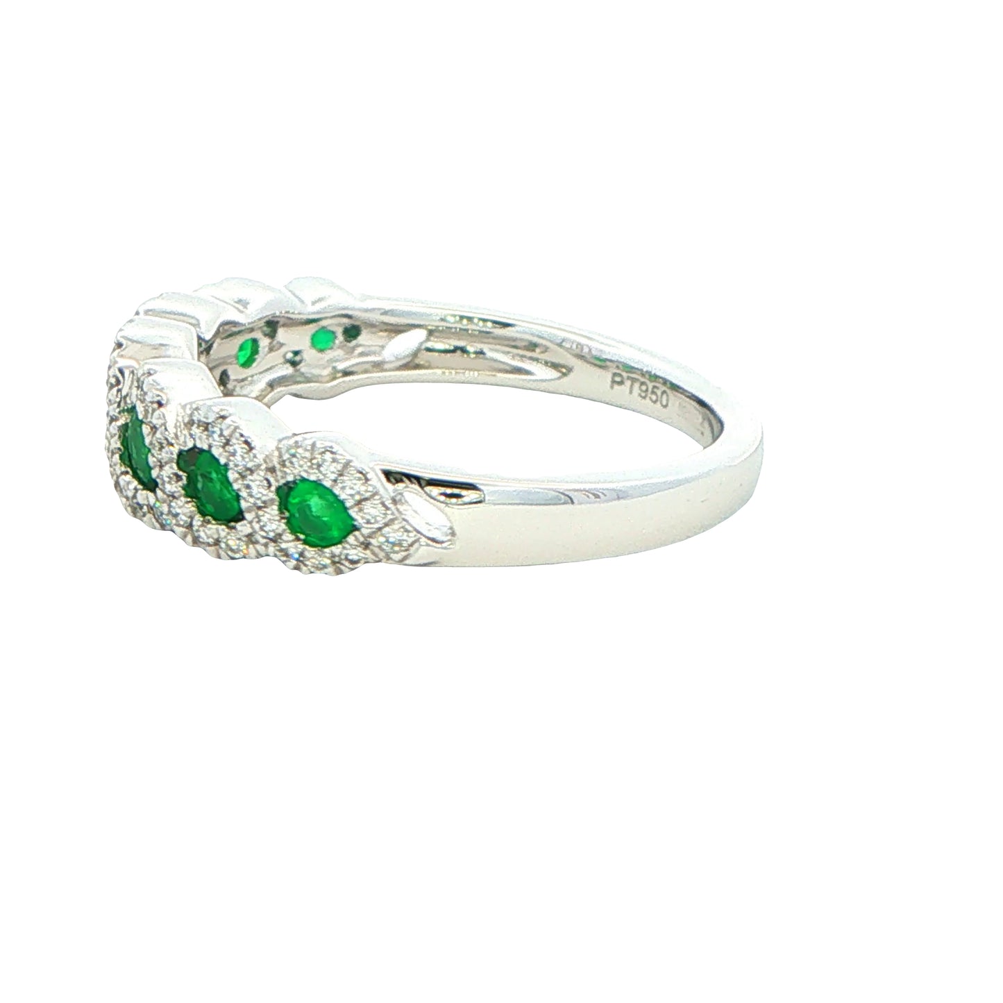 Emerald and Round Brilliant Cut Diamond Halo Style Dress Ring Gardiner Brothers