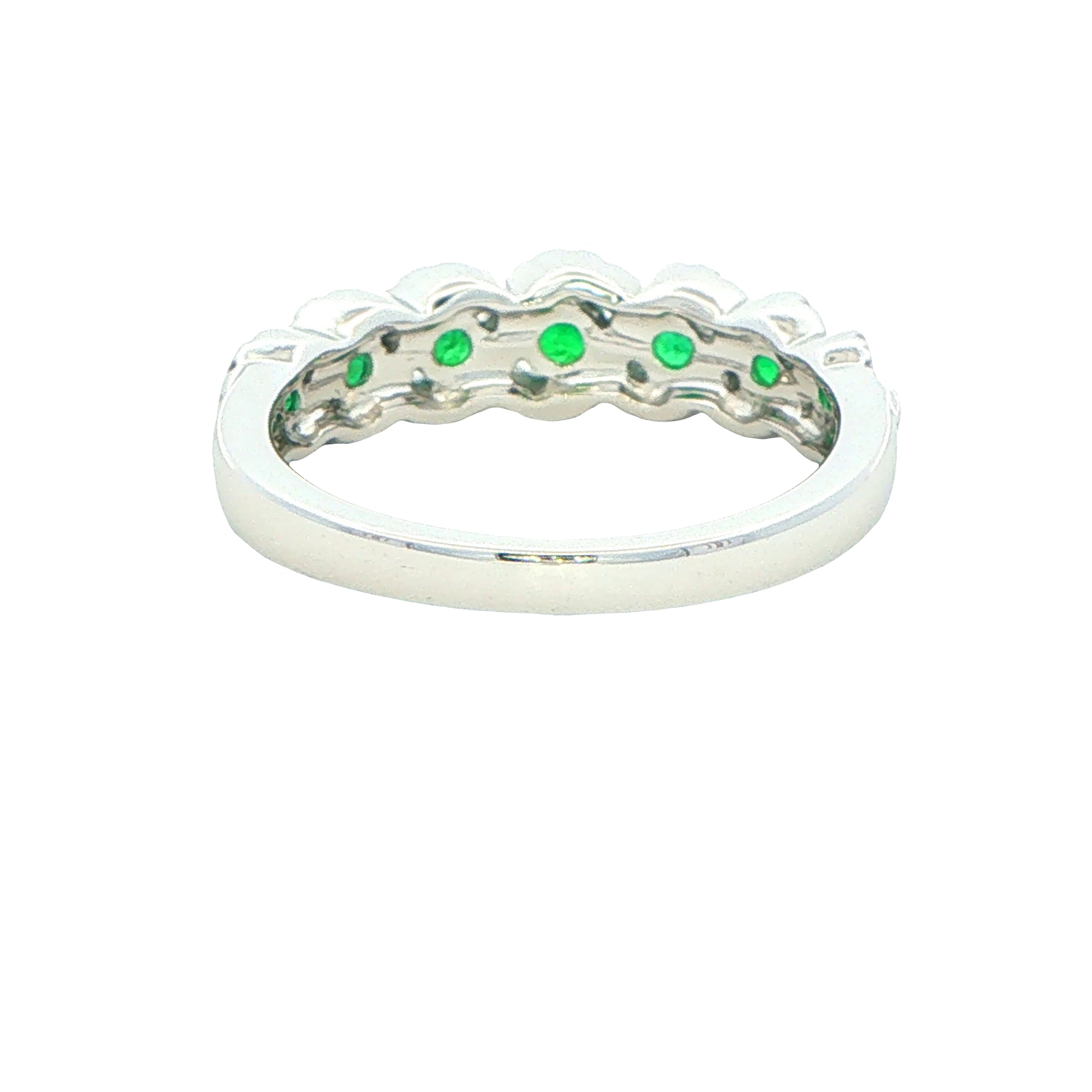 Emerald and Round Brilliant Cut Diamond Halo Style Dress Ring Gardiner Brothers